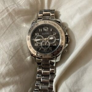 August Steiner Mens AS8095SSB Black Dial Silver Watch 45 mm -